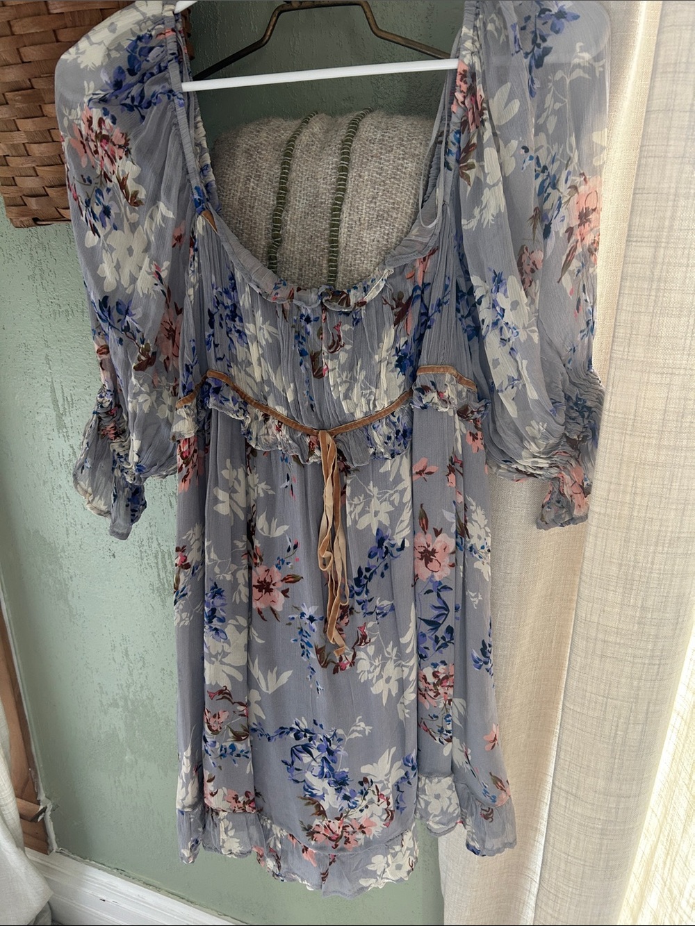Free People Lavender Floral Ruffle Dress